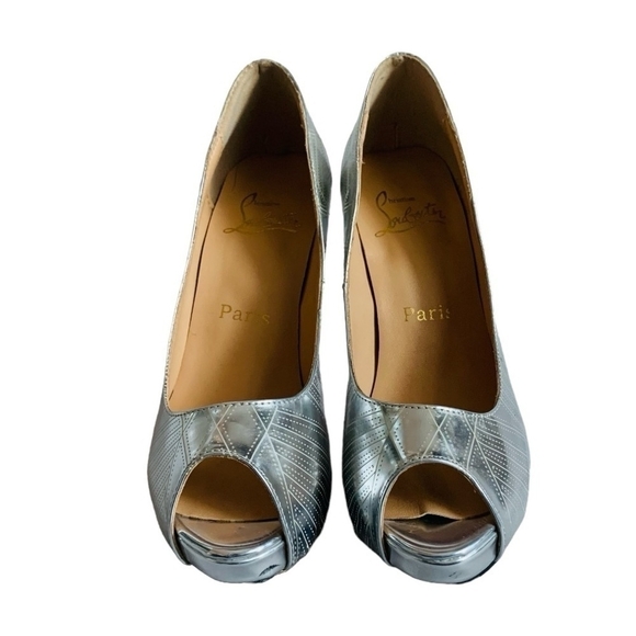 Red Sole Heels Metallic High Heel Shoes Women’s Open Toe Heeled Sandals - Picture 2 of 6